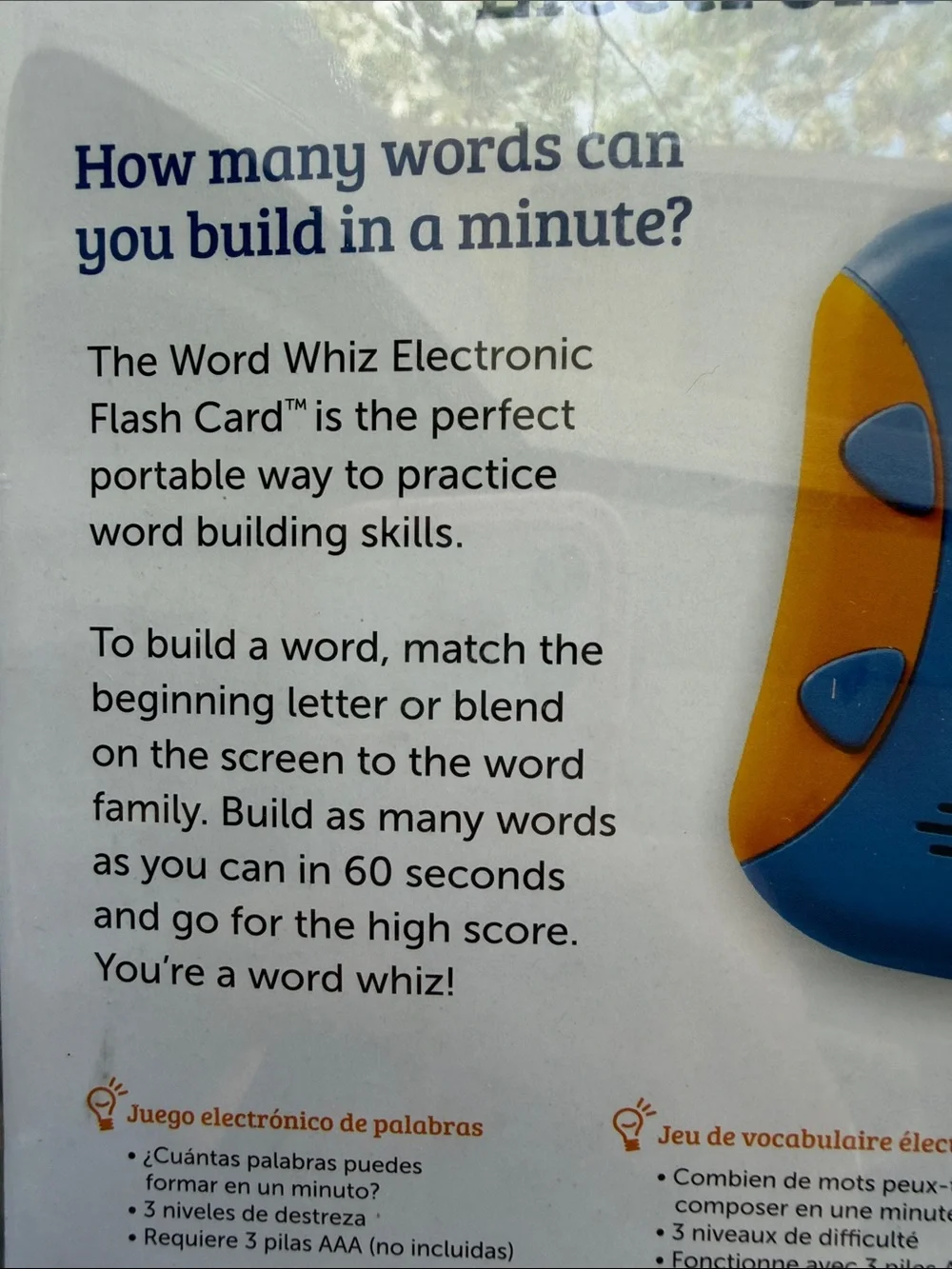 Learning Resources Word Whiz Electronic Flash Card - Blue and Orange